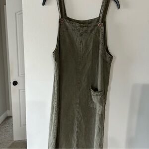 Vintage Cilo Tencel lyocel Olive Green Overall maxi Dress
